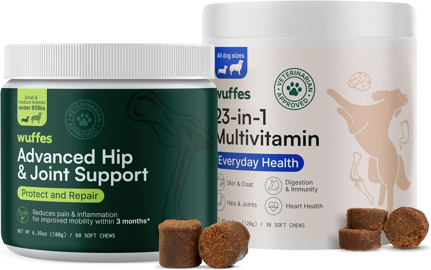 Hip and Joint Supplement with 23-in-1 Multivitamin Bundle for Small and Medium Breed Dogs