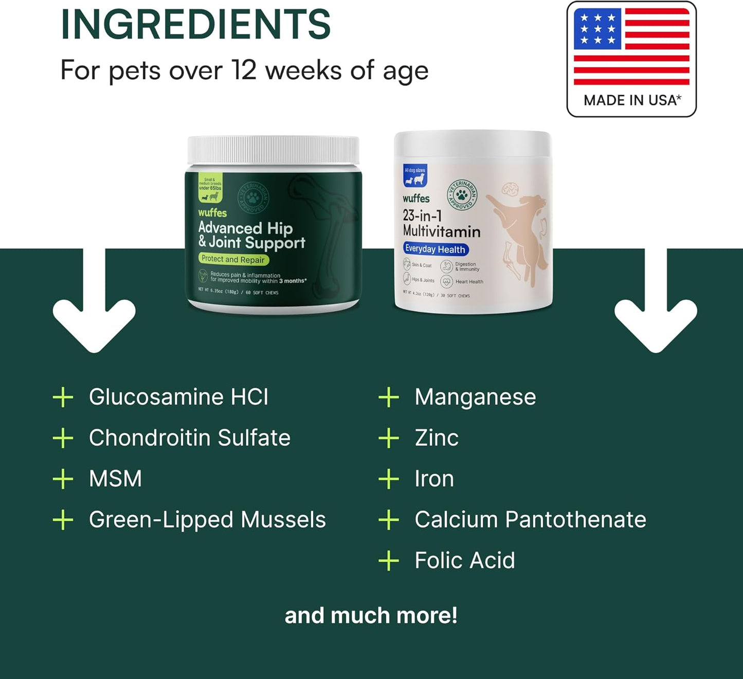 Hip and Joint Supplement with 23-in-1 Multivitamin Bundle for Small and Medium Breed Dogs