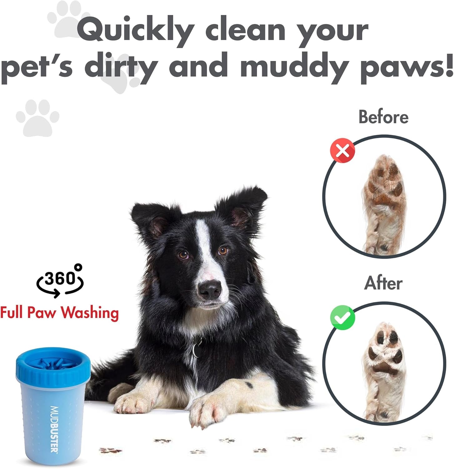 Mudbuster Portable Dog Paw Washer/Paw Cleaner, Medium, Pro Blue
