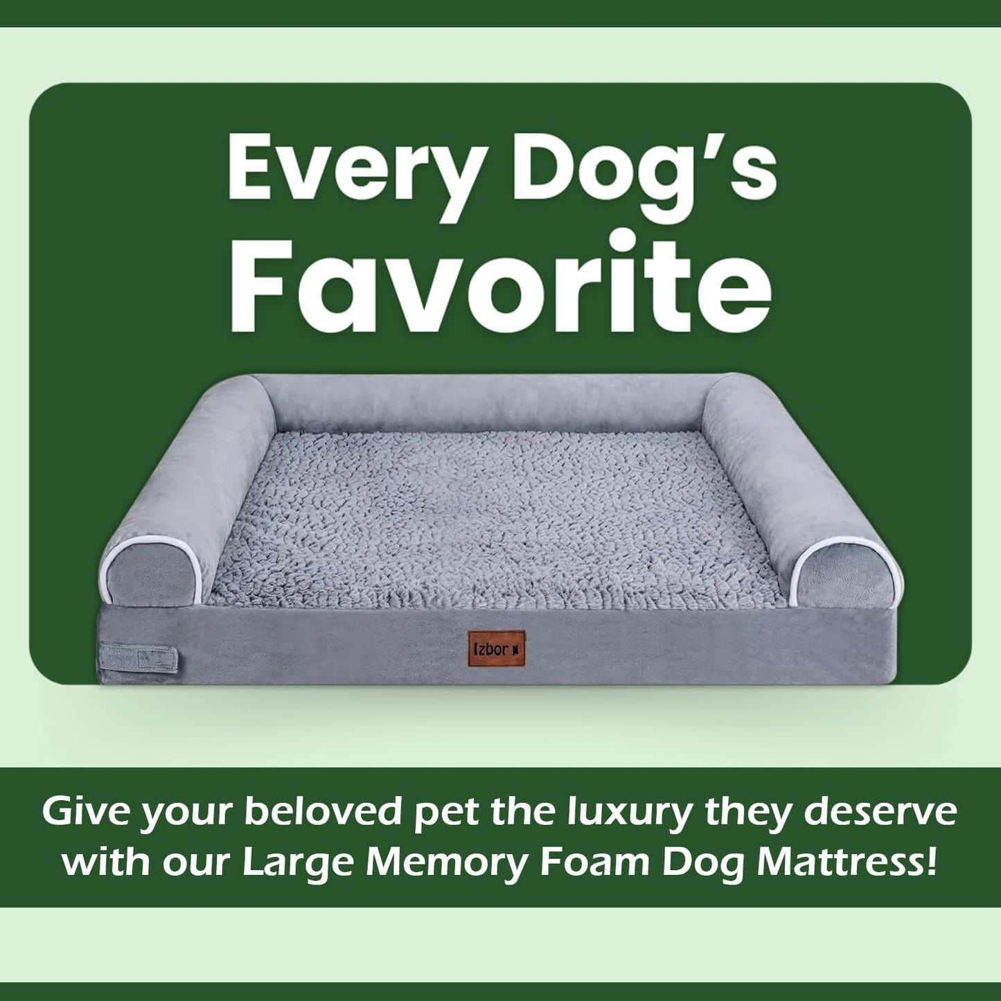 Orthopedic Memory Foam Dog Bed for Large Breeds, Waterproof and Washable Cover, Durable Anti-Slip Design (44" x 35" x 8")