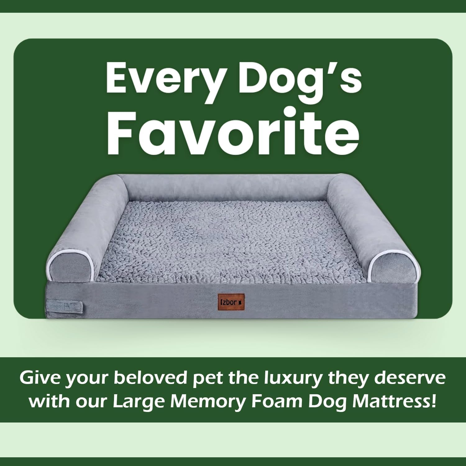 Orthopedic Memory Foam Dog Bed for Large Breeds, Waterproof and Washable Cover, Durable Anti-Slip Design (44" x 35" x 8")
