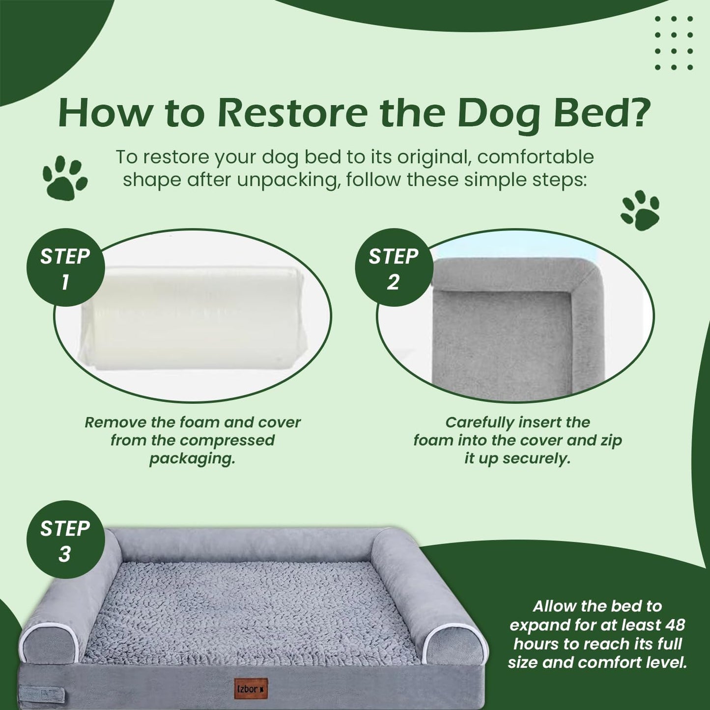 Orthopedic Memory Foam Dog Bed for Large Breeds, Waterproof and Washable Cover, Durable Anti-Slip Design (44" x 35" x 8")