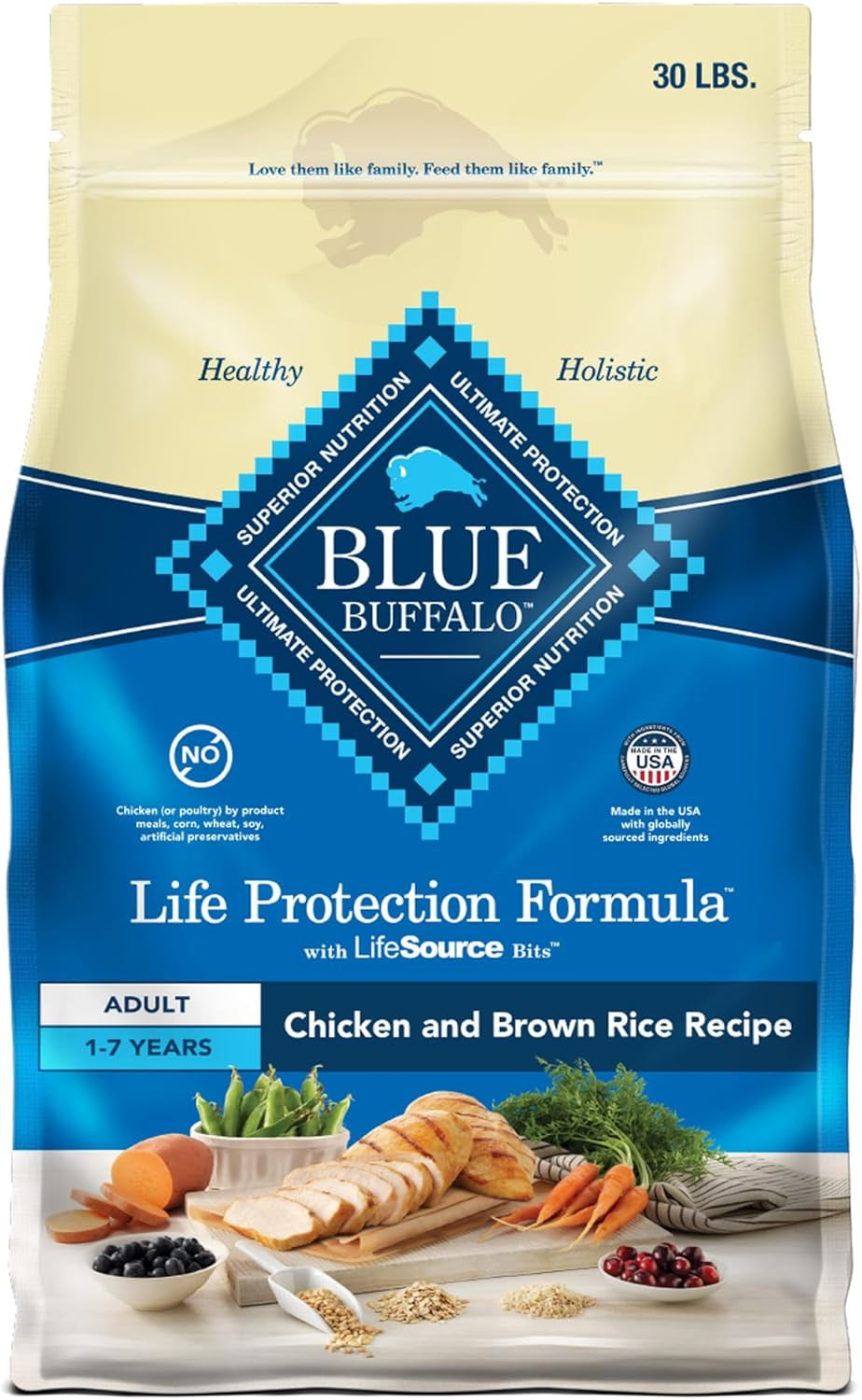 Life Protection Formula Adult Dry Dog Food - Chicken & Brown Rice Recipe, 30 lb Bag, Supports Muscle Development with Natural Ingredients