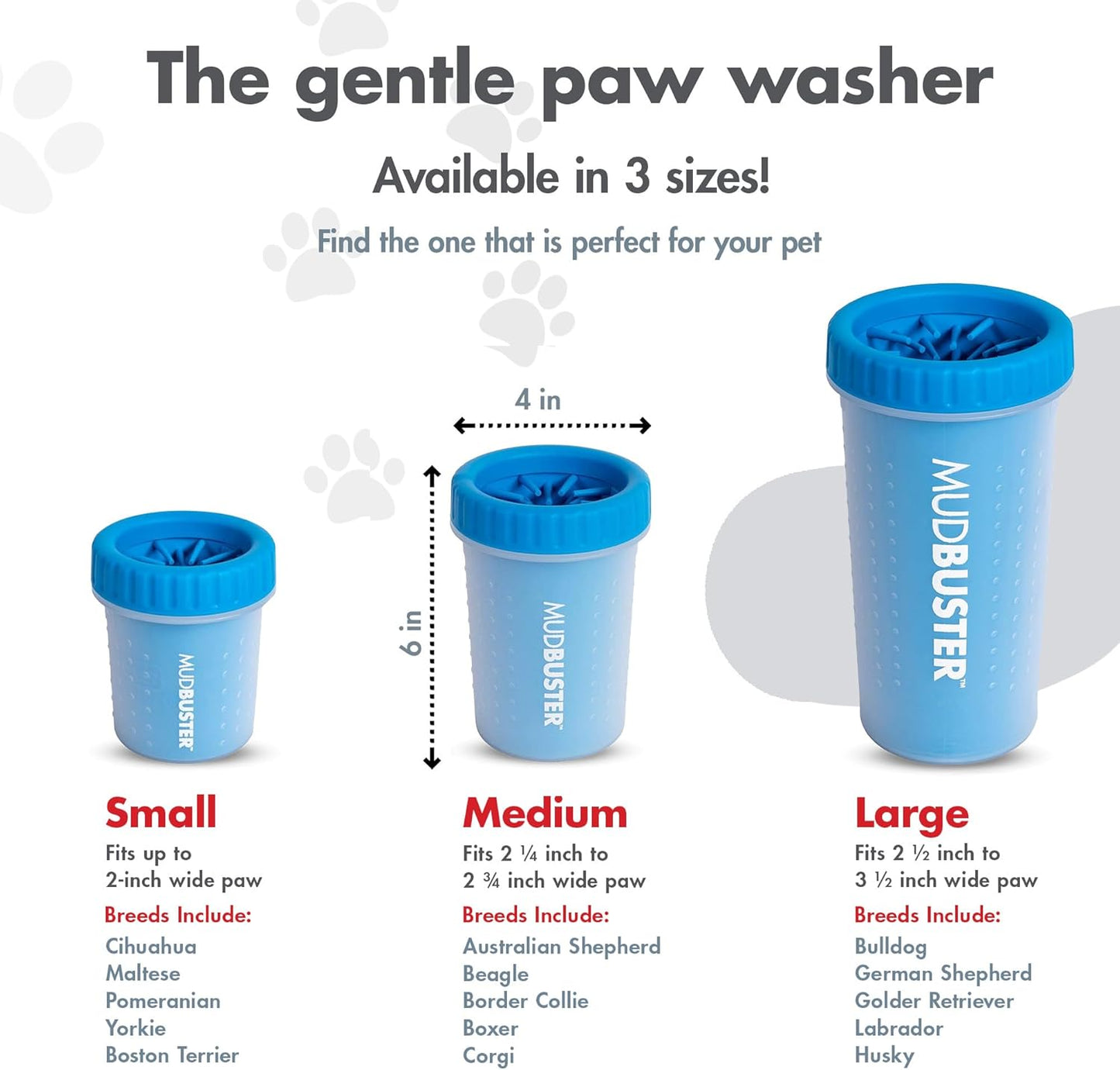 Mudbuster Portable Dog Paw Washer/Paw Cleaner, Medium, Pro Blue