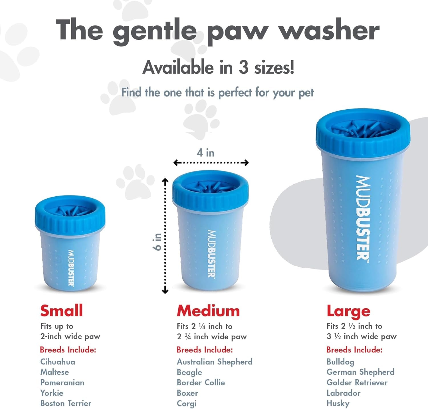 Mudbuster Portable Dog Paw Washer/Paw Cleaner, Medium, Pro Blue