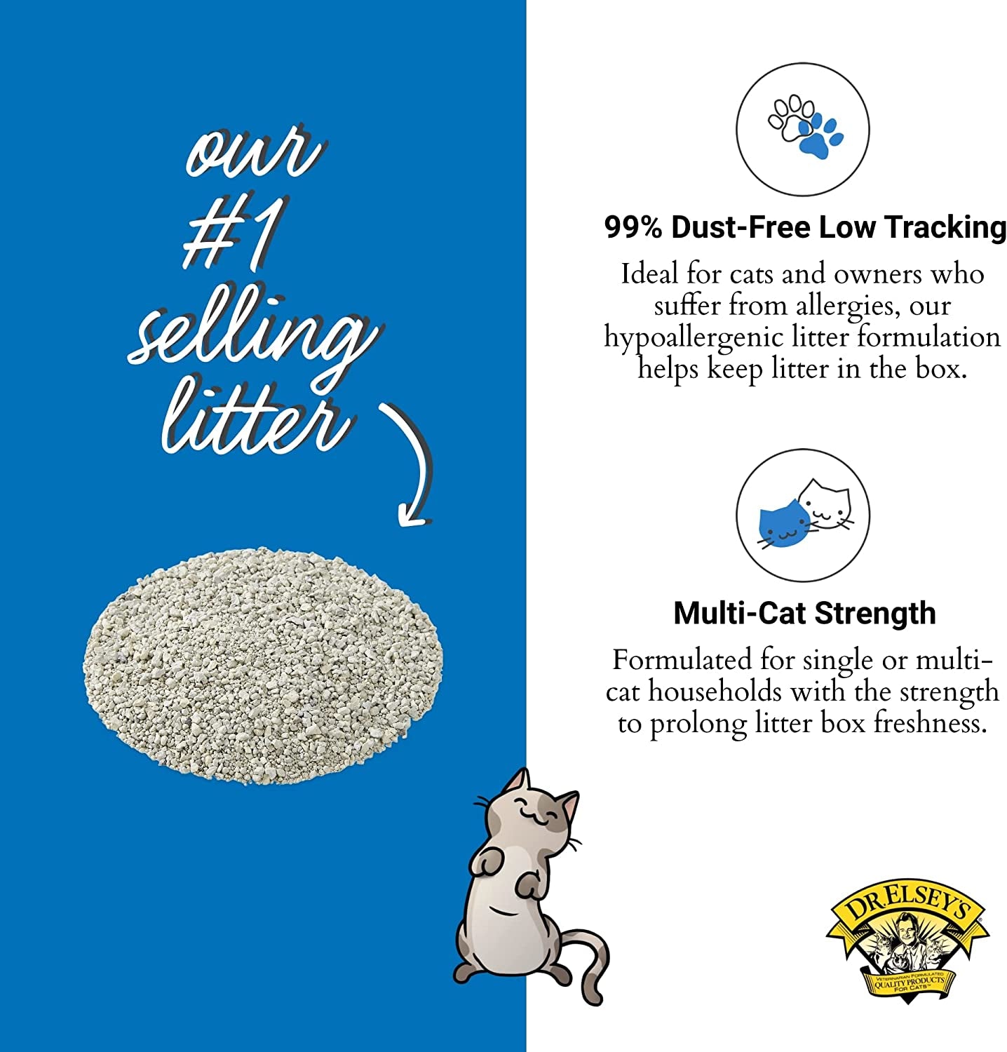 Premium Unscented Cat Litter with Natural Ingredients - Low Dust, Superior Odor Control, Hard Clumping, Moisture Absorbing Clay for Multiple Cats (40 lbs)